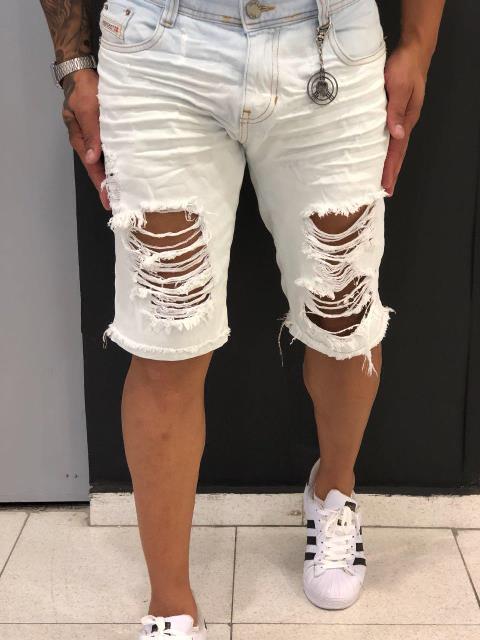 bermuda jeans masculina destroyed